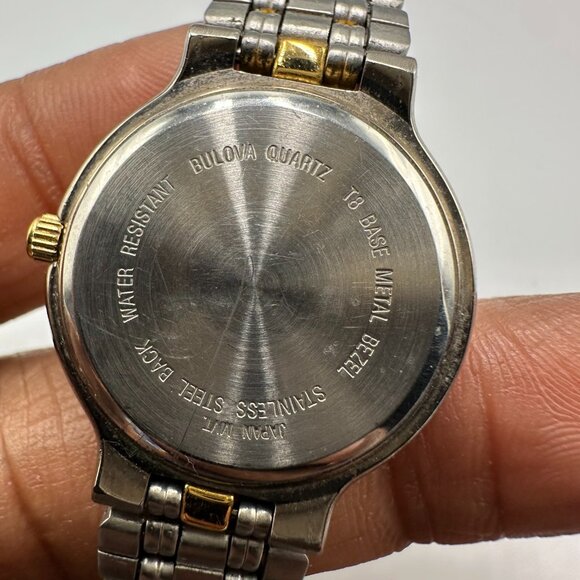 Bulova Watch Women Silver Gold Two Tone Beige Dial 24MM New Battery 7.25" - Picture 5 of 15